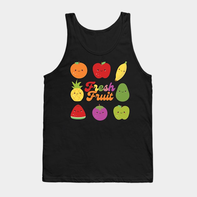 Happy Kawaii Fruit Shirt Cute Apple Banana Orange Watermelon Grape Tank Top by NearlyNow